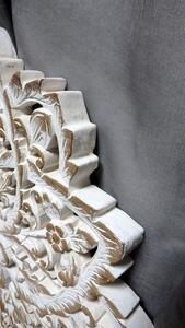 Dekorácia na stenu biela Mandala teakové drevo, 60 cm, ručná práca