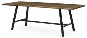 Autronic - Stůl jídelní, 220x90cm, dýha, barva ořech, kovová černá noha - HT-T1822 WAL AKCE
