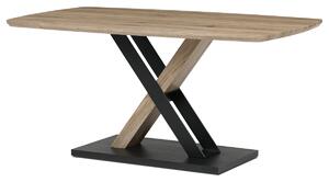 Autronic - Stůl jídelní 160x90cm, MDF, 3D dekor dub san remo, kovové nohy, černý lak. - HT-W1570 SRE AKCE