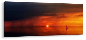 Obraz západu slnka s plachetnicou (120x50 cm)