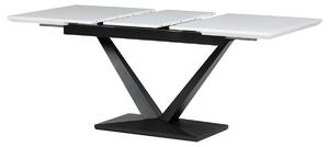 Autronic - Stůl jídelní, 140+40x85, bílá matná MDF deska, černé kovové nohy. - HT-W1630 WT AKCE