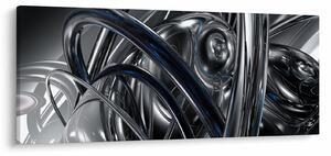 Obraz sivej abstrakcie s modrou (120x50 cm)