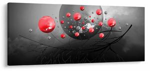 Obraz červených abstraktných gulí (120x50 cm)