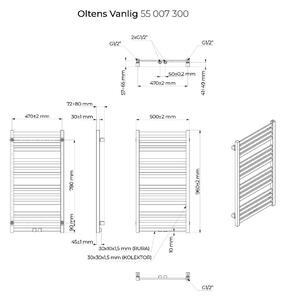 Oltens Vanlig kúpeľňový radiátor dekoratívny 96x50 cm čierna 55007300