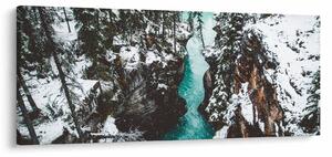 Obraz - horská rieka v zime (120x50 cm)