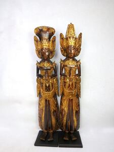 Sošky RÁMA SITA - pár 100 cm, hnedá zlatá, exotické drevo, ručná práca