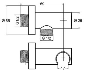 Kludi uhlový konektor s rukoväťou chrómová 6054705-00