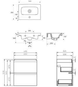 Cersanit Moduo umývadlo so skrinkou 49.5 cm sivá S801-228-DSM
