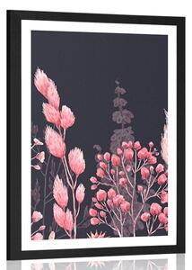 Plagát s paspartou variácie trávy v ružovej farbe - 20x30 black