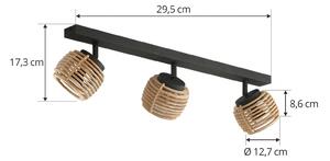 Stropné svietidlo Lindby Ediz, 3 svetlá, viacvrstvové drevené tienidlá