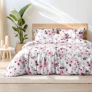 Goldea bavlnené posteľné obliečky - kvety sakury 240 x 220 a 2ks 70 x 90 cm