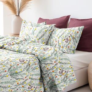 Goldea bavlnené posteľné obliečky - maľované kvety s lístkami 140 x 200 a 70 x 90 cm