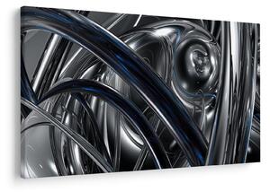 Obraz sivej abstrakcie s modrou (90x60 cm)