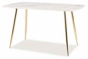 Jedálenský stôl CIRIS biely mramor/zlatá