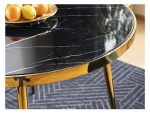 Jedálenský stôl COLVAN čierny mramor/zlatá