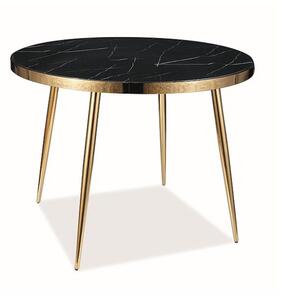 Jedálenský stôl COLVAN čierny mramor/zlatá