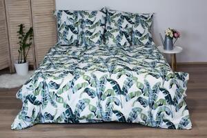 Forbyt, súprava 1+1+1 posteľnej bavlneného obliečky, zelené listy