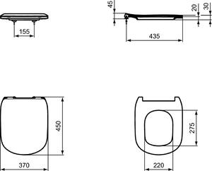 Ideal Standard Tesi wc dosky voľne padajúca biela T352701