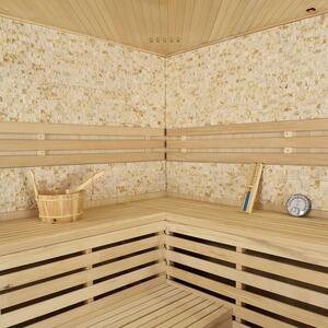 Tradičná saunová kabína / fínska sauna Espoo200 s kamennou stenou Premium - 200 x 200 cm 8 kW