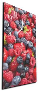 Nástenné hodiny 30x60cm ovocie čučoriedky, jahody a maliny - plexi
