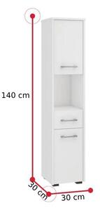 Kúpeľňová skrinka IFA 2D1SZ1WN, 30x140x30, biela