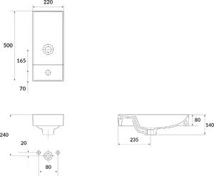 Cersanit Larga umývadlo 50x22 cm obdĺžnik umývadlo na nábytok biela K677-005