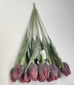 Tulipán umelý tmavo-bordový jemne bielený 43cm