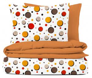 Ervi bavlnené obliečky DUO - farebné kruhy/oranžové