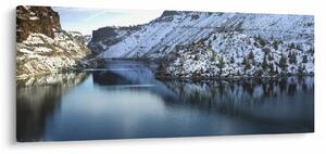 Obraz - zimná krajina s jazerom (120x50 cm)