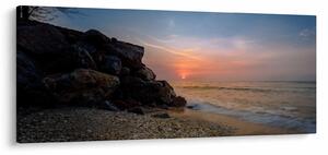 Obraz západu slnka na pláži (120x50 cm)