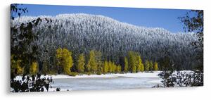Obraz - zasnežené hory v zime (120x50 cm)
