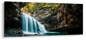 Obraz lesného vodopádu (120x50 cm)