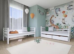 Detská poschodová posteľ z masívu borovice PATRIK so zásuvkami 200x90 cm - prírodná