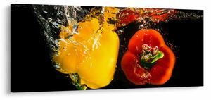 Obraz - papriky vo vode (120x50 cm)