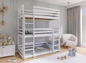 Detská trojposchodová posteľ TEDDY - 200x90 cm - prírodná