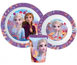 Sada plastového riadu s kelímkom pre dievčatá - motív Ľadové kráľovstvo / Frozen - 3 diely