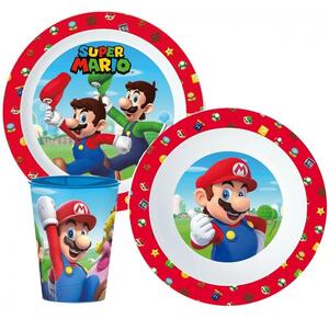 Sada plastového riadu s kelímkom pre deti - motív Super Mario / Nintendo - 3 diely