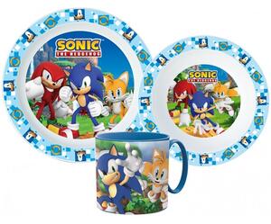 Sada plastového riadu s hrnčekom pre deti - motív Ježko Sonic - 3 diely