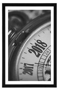 Plagát s paspartou vintage vreckové hodinky v čiernobielom prevedení