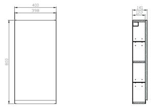Cersanit Moduo skrinka 40x14.1x80 cm závesné bočné biela K116-018