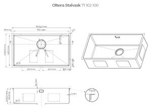 Oltens Stalvask nerezový drez 76x44 cm 71102100