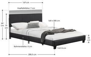 Čalúnená posteľ ,,Barcelona" 160 x 200 cm - čierna