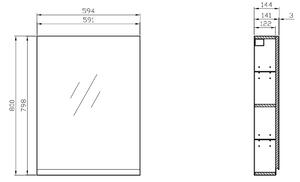 Cersanit Moduo skrinka 59.5x14.4x80 cm závesné bočné sivá S929-017