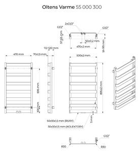 Oltens Varme kúpeľňový radiátor dekoratívny 89.5x50 cm čierna 55000300