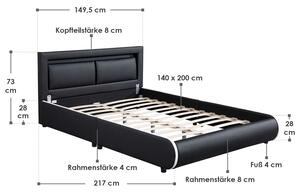 Čalúnená posteľ ,,Murcia" 140 x 200 cm - čierna