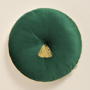 Okrúhly dekoračný vankúš ALLURE zelenej farby s priemerom 45 cm