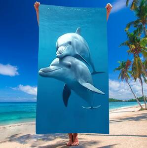 Plážová modrá osuška s delfínmi Šírka: 100 cm | Dĺžka: 180 cm