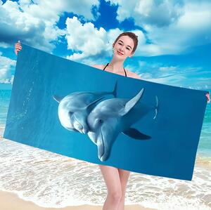 Plážová modrá osuška s delfínmi Šírka: 100 cm | Dĺžka: 180 cm