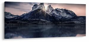 Obraz jazera s horou (120x50 cm)