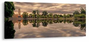 Obraz jazera a stromov (120x50 cm)